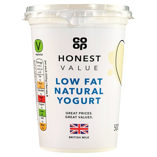 Picture of Co-op Honest Value Low Fat Natural Yogurt 500g