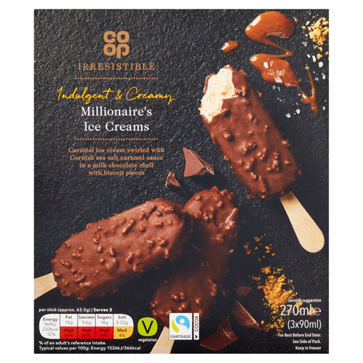 Picture of Co-op Irresistible Millionaires Chocolate Ice Creams