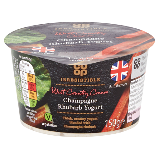 Picture of Co Op Irresistible West Country Champagne Rhubarb Yogurt 150g