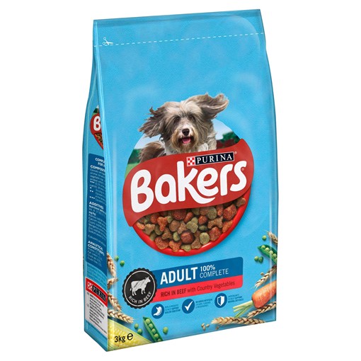 Picture of BAKERS Adult Beef with Vegetables Dry Dog Food 3kg