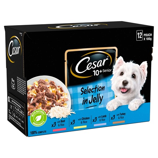 Picture of Cesar Senior Wet Dog Food Pouches Mixed Selection in Jelly 12 x 100g