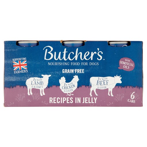 Picture of Butcher's Recipes in Jelly Wet Dog Food Tins 6 x 400g