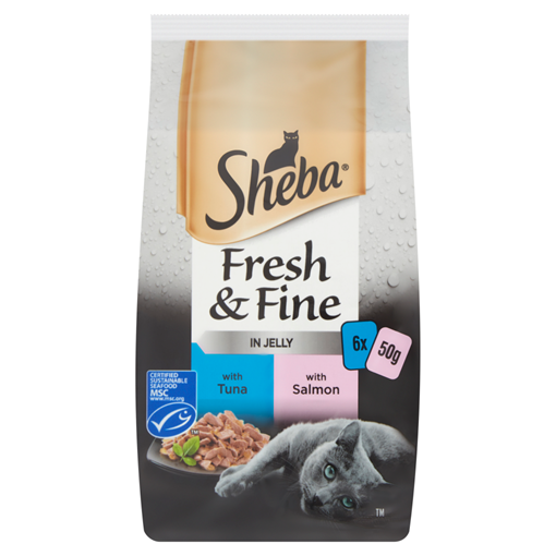Picture of Sheba Fresh Choice Cat Food Pouches Fish in Jelly 6 x 50g