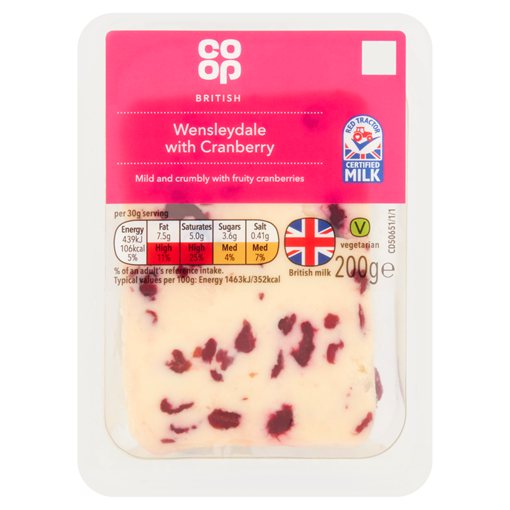 Picture of Co-op Wensleydale with Cranberries 180g