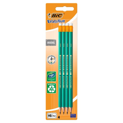 Picture of BIC Ecolutions Graphite Pencils with Eraser End Blister 4