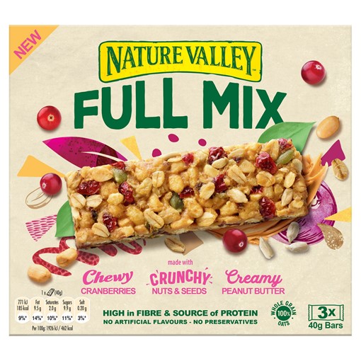 Picture of Nature Valley Full Mix Cranberry & Peanut Butter Cereal Bars 3 x 40g