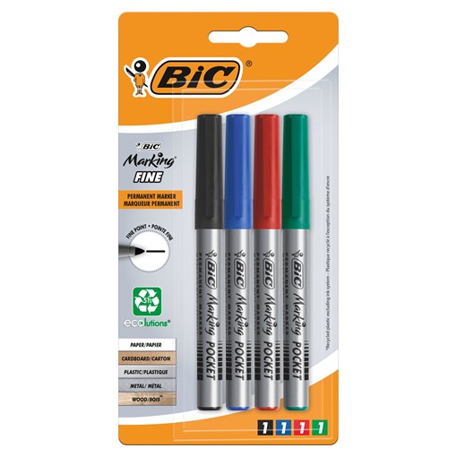 Picture of BIC Marking Fine ECOlutions Permanent Markers Fine Bullet Tip Assorted Colours Pack of 4