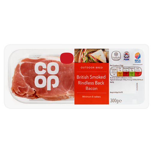 Picture of Co-op Smoked Rindless Back Bacon 28
