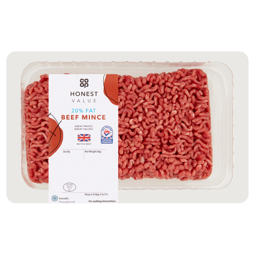 Picture of Co-op Honest Value 20% Fat Beef Mince 0.500g