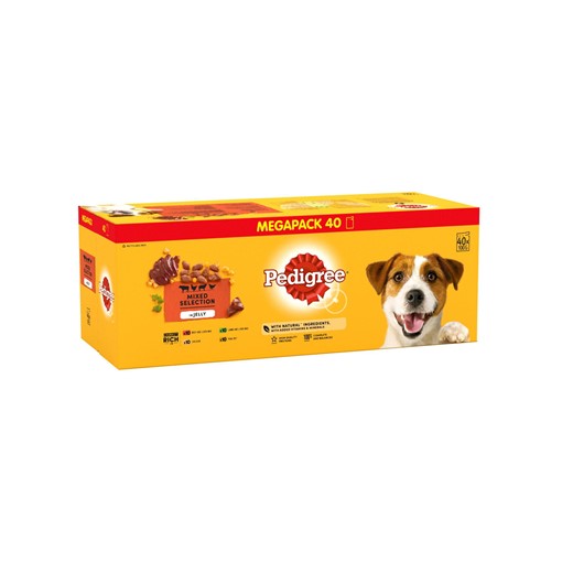 Picture of Pedigree Adult Wet Dog Food Pouches Mixed in Jelly Mega Pack 40 x 100g