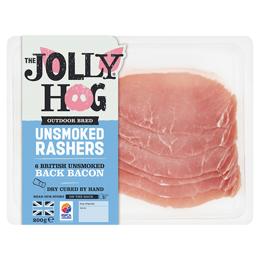 Picture of The Jolly Hog Unsmoked Back Bacon Rashers Dry Cured 6 x 200g