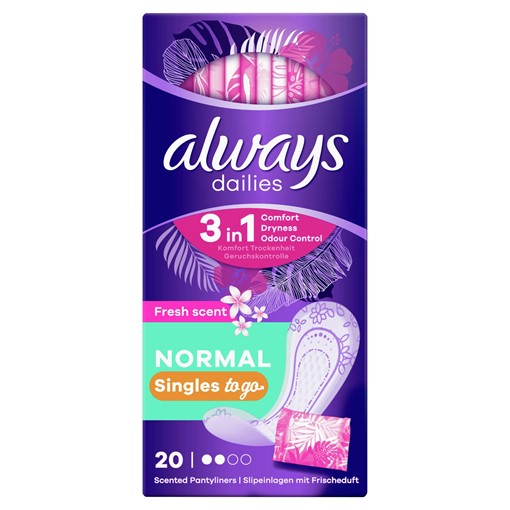 Picture of Always Dailies Singles To Go Panty Liners Fresh