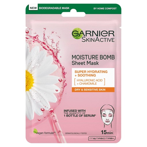 Picture of Garnier Moisture Bomb Chamomile Hydrating Face Sheet Mask Dry and Sensitive Skin 28g