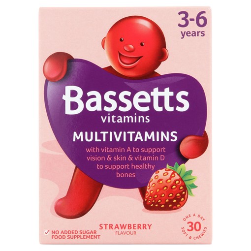 Picture of Bassetts Vitamins Multivitamins Strawberry Flavour 3-6 Years One a Day 30 Soft & Chewies