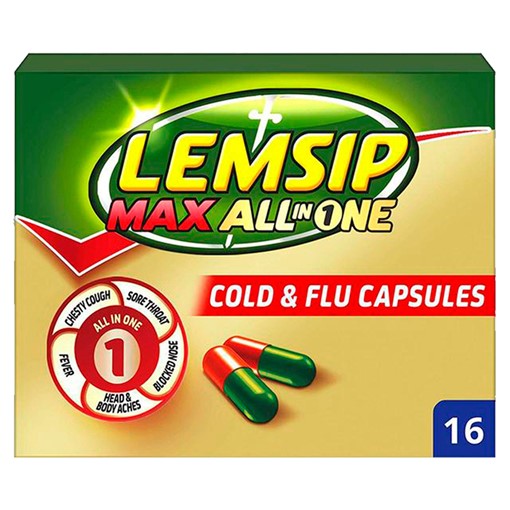 Picture of Lemsip Max All in One Cold & Flu Capsules 16 Capsules