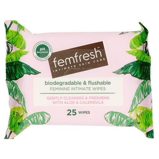 Picture of Femfresh Intimate Skin Care 25 Biodegradable & Flushable Feminine Intimate Wipes