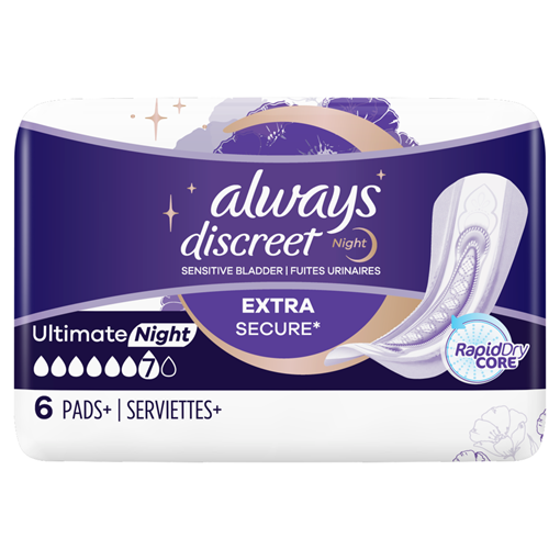 Picture of Always Discreet Incontinence Pads Plus Maxi Night For Sensitive Bladder x6