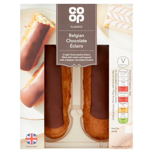 Picture of Co-op Classic 2 Belgian Chocolate Éclairs