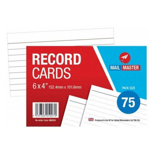 Picture of 6x4 Record Cards, 75 PACK