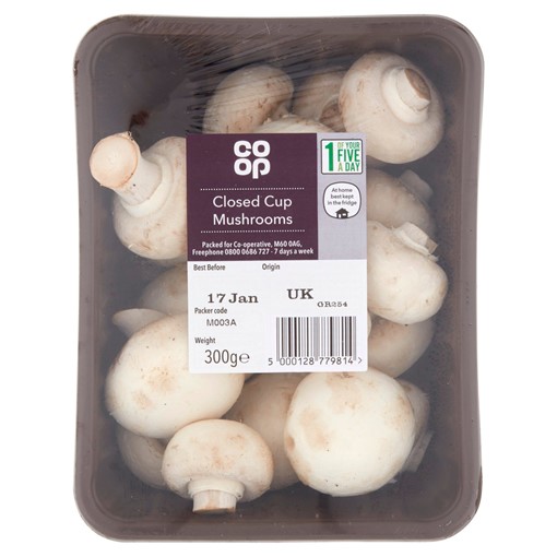 Co op Closed Cup Mushrooms 300g Guernsey Online Groceries Channel 