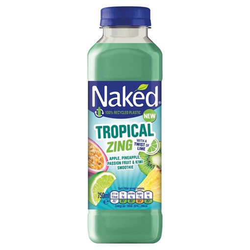 Picture of Naked Tropical Zing Pineapple, Passion Fruit, Kiwi & Lime Smoothie 750ml