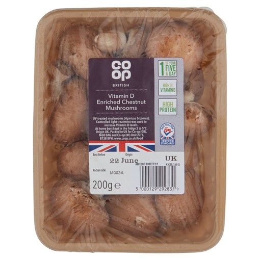 Picture of Co-op British Vitamin D Enriched Chestnut Mushrooms 200g