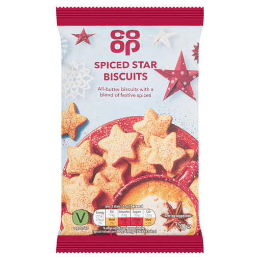 Picture of Co-op All Butter Spiced Stars 75G