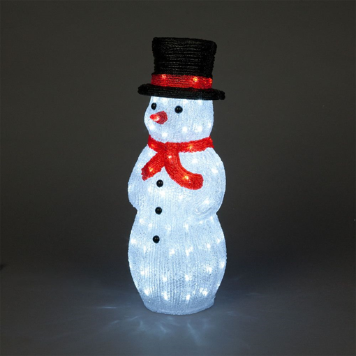 Picture of 52.5cm Acrylic Snowman with Black Top Hat & 100 Ice White LEDs