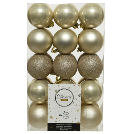 Picture of BAUBLES 30PK 6CM - PEARL