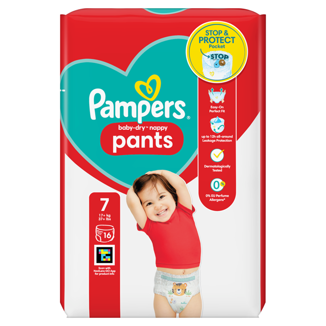 Pampers Baby-Dry Nappy Pants Size 6, 19 Nappies, 14kg - 19kg